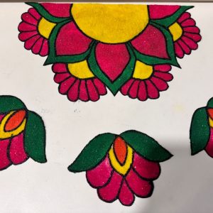 One Side Rangoli Design With Patches