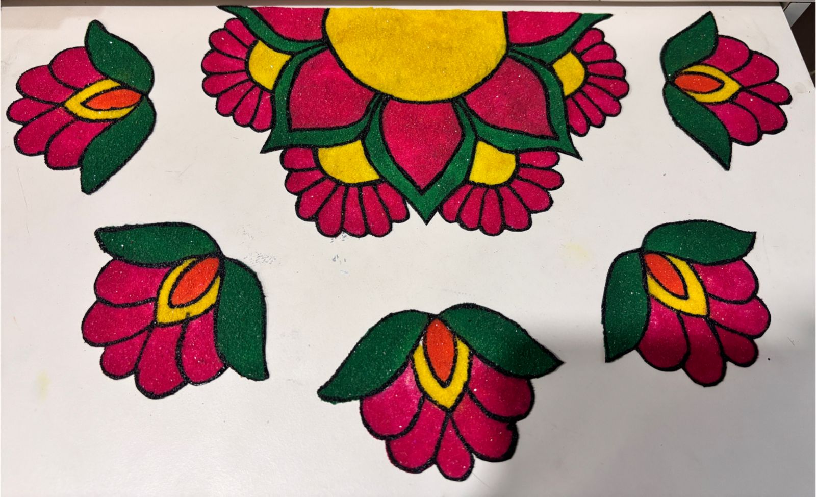 One Side Rangoli Design With Patches